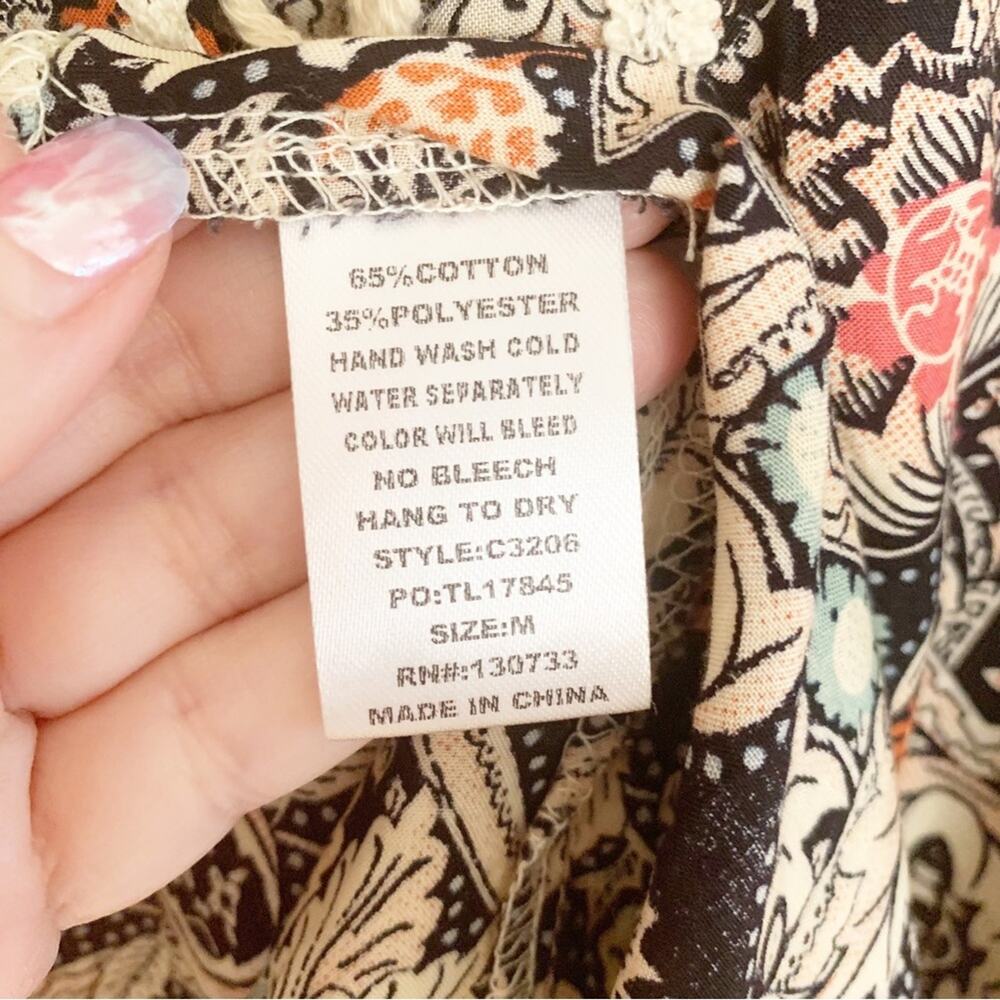 Umgee Boho Print Cascading Open Tie Front Vest Du… - image 6